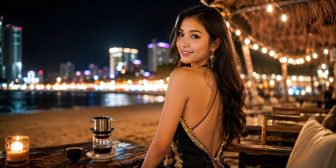 Người xem bóng đá và cà phê trực tuyến tại Nha Trang buổi tối